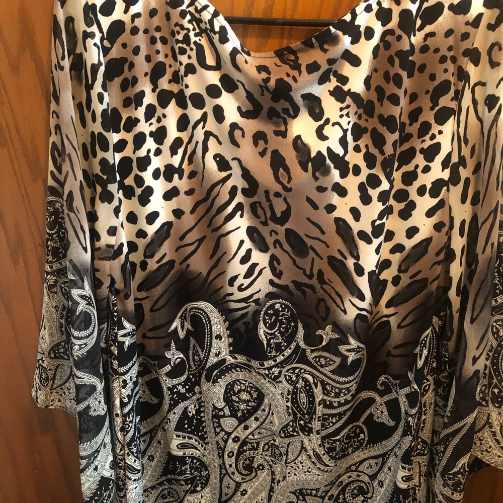 Women's Black and Cream tunic blouse L